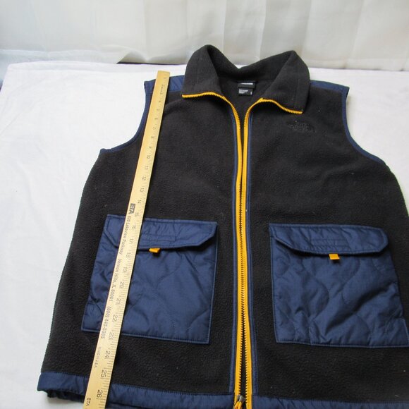 The North Face Vest Men Size Medium Royal Blue Yellow Zipper Fleece Pockets Good - Picture 7 of 10